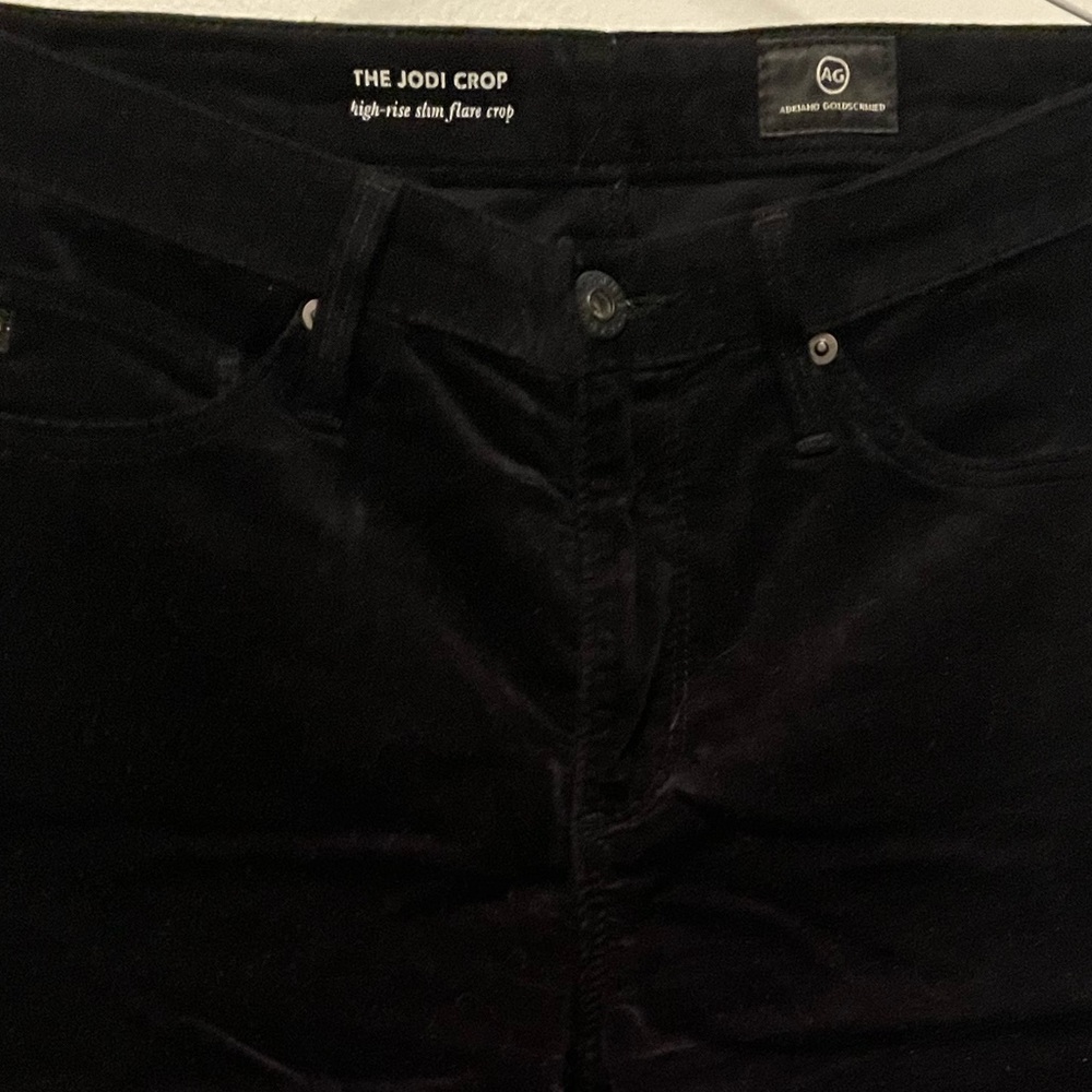 Ag Adriano Goldschmied The Jodi High-Rise Slim Flare Crop In Super Black velvet - Picture 5 of 6